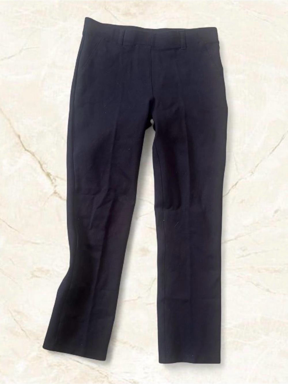 Quince Pull On Black Ponte Stretch Straight Leg Pants XS Office Chic Minimalist